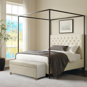 JLA Home Madison Park - Dual dual-compartment flip-top storage bench with button-tufted seat, soft-close hinges, divider ventilation MP105-0998