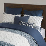 INK+IVY Mila Global Inspired 3 Piece Cotton Comforter Set with Chenille Tufting II10-1061 Navy