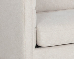 Sunpan Talbot Sofa - Contemporary Elegance in Belfast Oatmeal with Antique Brass Base for Modern Living Spaces