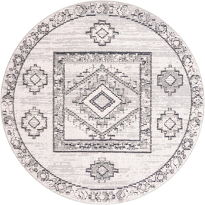 Unique Loom Cherokee Boone Machine Made Geometric Rug Sand, Gray/Black 7' 1" x 7' 1"