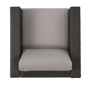English Elm Christopher Knight Home® - SANTA SANTA ROSA CLUB CHAIR KD — Weatherproof Faux Rattan, Aluminum Frame, Water‑Resistant Cushion Comfort Grey+Silver 57470.00ALUGRY