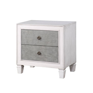 English Elm Katia Rustic Gray Night Stand with Weathered White Finish, Felt-Lined Drawer & Full-Extension Glides B2726P248050