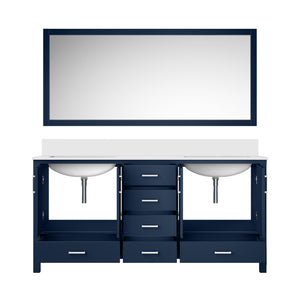 English Elm Navy Double Bath Vanity 72" W x 22" D with Cultured Marble Top, Soft-Close Drawers, 70" Mirror Included B2731S00795