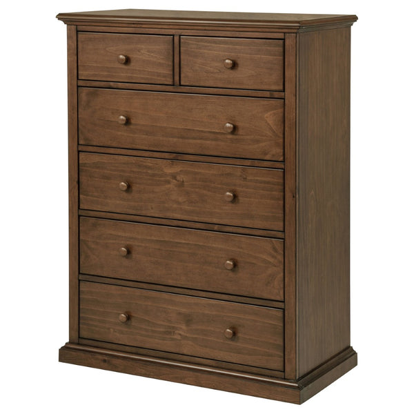 English Elm Anzio Six Drawer Chest Warm Wood Finish Bedroom Storage with Round Knob Hardware Brown B062P451786