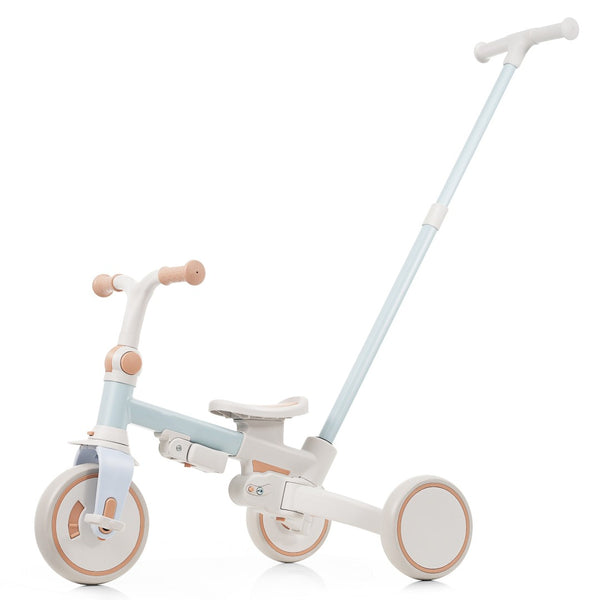 English Elm 7 in 1 Convertible Toddler Trike Aluminum Foldable Push Bike with Canopy for Ages 1 to 6 Blue N726P248345C