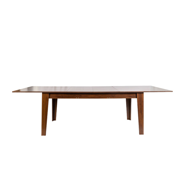 English Elm Dining Extendable Table 106.5" Long Family Dining Table for Small Spaces Melamine Woodgrain Top Walnut W331S00180