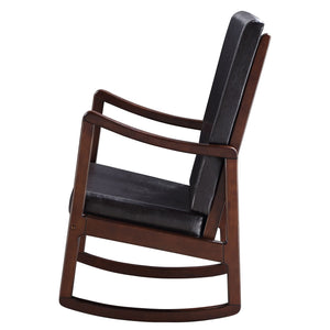 English Elm Dark Brown Faux Leather Rocking Chair with Removable Cushions, Espresso Frame, Modern Comfort (94) B062P184513