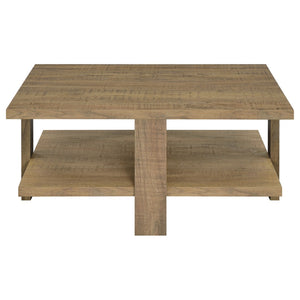 English Elm Runnion Dual Tier Square Coffee Table Warm Brown Finish for Farmhouse Living Rooms B062P441084
