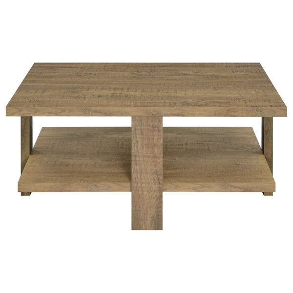 English Elm Runnion Dual Tier Square Coffee Table Warm Brown Finish for Farmhouse Living Rooms B062P441084