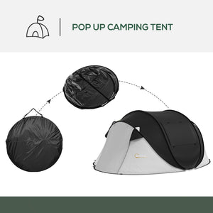 English Elm Outsunny Instant Pop up Camping Tent with Porch Vestibule Waterproof 3 Person Dome Black W2225P200772