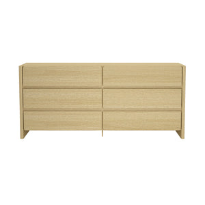 English Elm Linda 72" Dresser Natural Oak – 6-Drawer Minimalist Low-Profile Storage with Rich Wood Grain Appeal B365S00067
