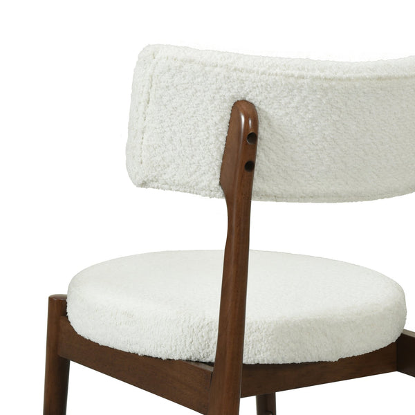 English Elm Christopher Knight Home® - Mid Century Modern Counter Stools Set Of 2 - Stylish Walnut Frame With Plush Beige Boucle Seats N771P205427T