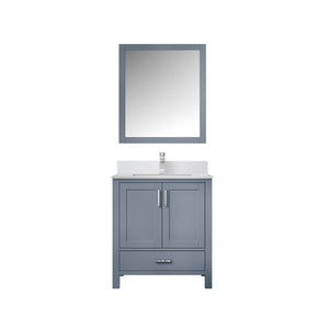English Elm Dark 30 in. Grey Bath Vanity with Cultured Marble Top, Chrome Faucet & 28x32 Mirror, Durable Finish B2731S01325