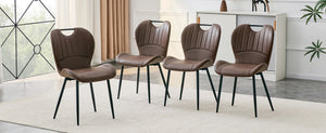 English Elm Set of 4 Olive Fabric Dining Chairs Ergonomic Cushion Black Steel Frame Modern Black+Brown W1151P454885