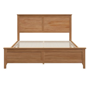 English Elm Modern Pine Wood Queen Platform Bed Slatted Headboard Tapered Legs Bedroom Frame Seadrift BS701P414285S