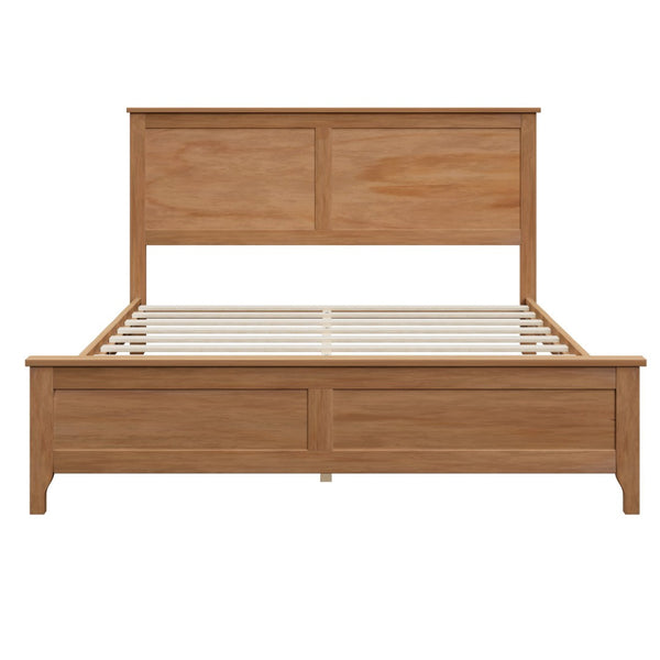 English Elm Modern Pine Wood Queen Platform Bed Slatted Headboard Tapered Legs Bedroom Frame Seadrift BS701P414285S