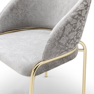 English Elm Onyx Luxurious Velvet & Chenille Accent Chair Light Gray with Gold Metal Legs — Elegant Durable Design B009P332652