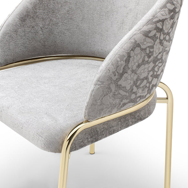 English Elm Onyx Luxurious Velvet & Chenille Accent Chair Light Gray with Gold Metal Legs — Elegant Durable Design B009P332652