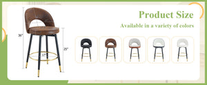 English Elm 360 Swivel Barstools Set of 2 Upholstered Techno Fabric Cushioned Counter Seats W1151P268914