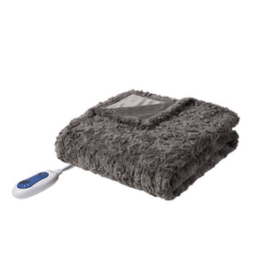JLA Home Beautyrest - Oversized Faux Fur Heated Throw Blanket with Secure Comfort Tech, Low EMF, OEKO‑TEX, 5‑Year Warranty BR54-4181