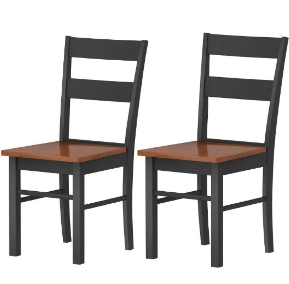 English Elm Wood Windsor Spindle Back Dining Chair Set of Four Solid Rubberwood Farmhouse Matte Black T3971P429713