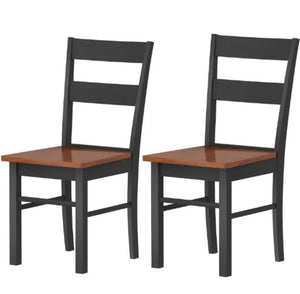 English Elm Wood Windsor Spindle Back Dining Chair Set of Four Solid Rubberwood Farmhouse Matte Black T3971P429713