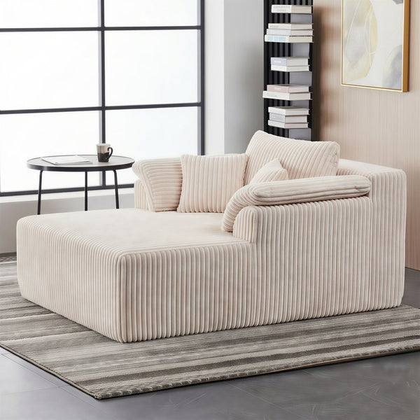 English Elm 60inch Corduroy Cloud Chaise Lounge Deep Foam Boneless Sofa for Living Room Retreat W1919P414124