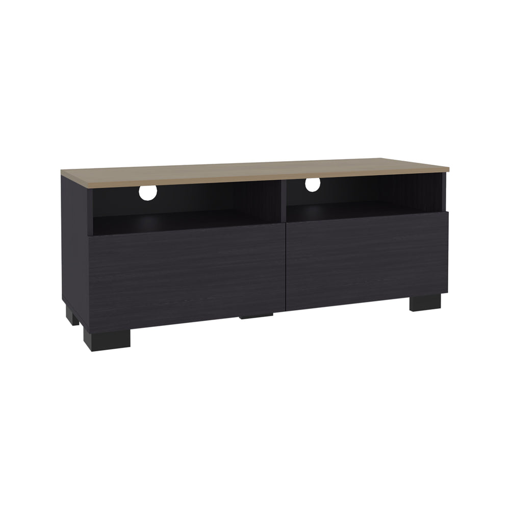 English Elm Colman Modern TV Stand Black – Low-Profile Minimalist Media Console with Open Shelves, Compact Design B070P368081