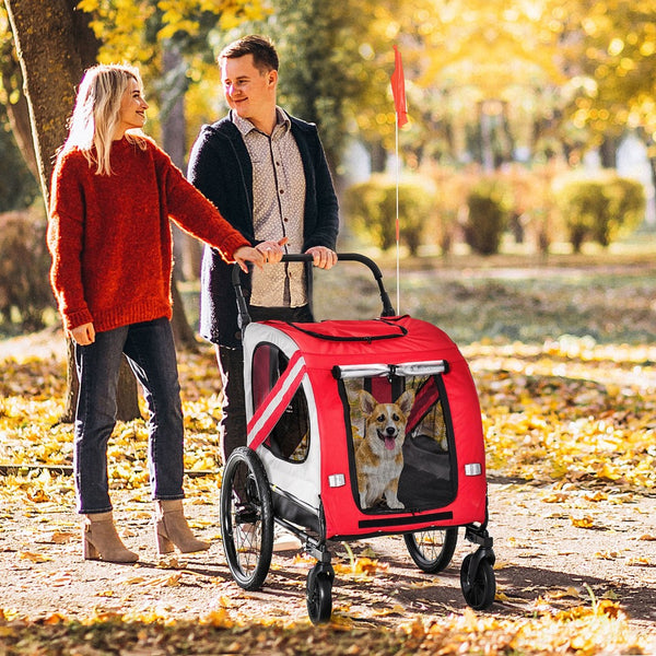 English Elm Aosom Convertible Pet Bike Trailer Stroller with Oxford Fabric and Safety Reflectors W2225P217623