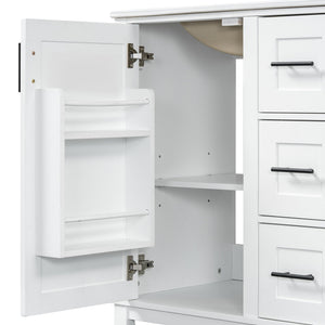 English Elm 30-inch Modern Bathroom Vanity with Ceramic Basin, Rubberwood Frame, Soft-Close Drawers & Organized Storage White N729P290689K
