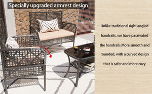English Elm 4 Piece Outdoor Pe Rattan Wicker Conversation Set with Tempered Glass Coffee Table Beige W2071P296910