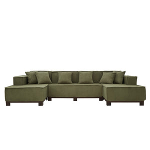 English Elm Swivel Barrel Accent Chair Chenille Tufted Round Club Seat for Living Room Lounge Green N719S002220F