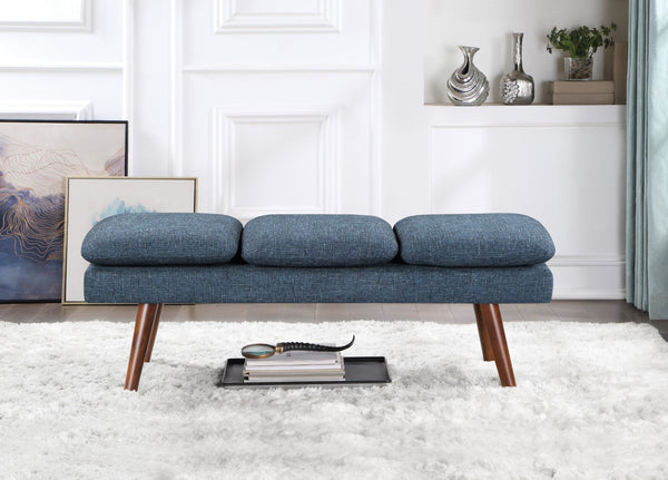 OSP Home Furnishings Amanda 54" Mid-Century Bench Navy