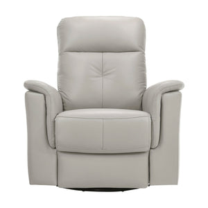 English Elm Silver Swivel Glider Recliner Chair - Top Grain Leather, 360° Motion, Manual Pull-Tab Recline, Modern Comfort B011P329291