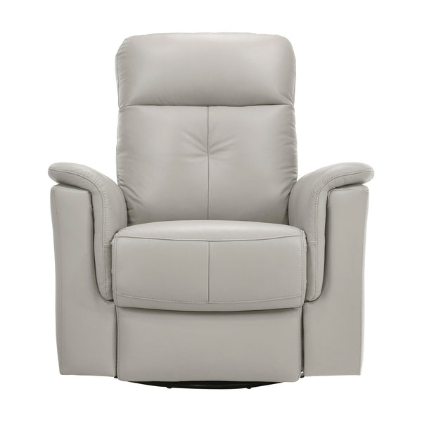 English Elm Silver Swivel Glider Recliner Chair - Top Grain Leather, 360° Motion, Manual Pull-Tab Recline, Modern Comfort B011P329291