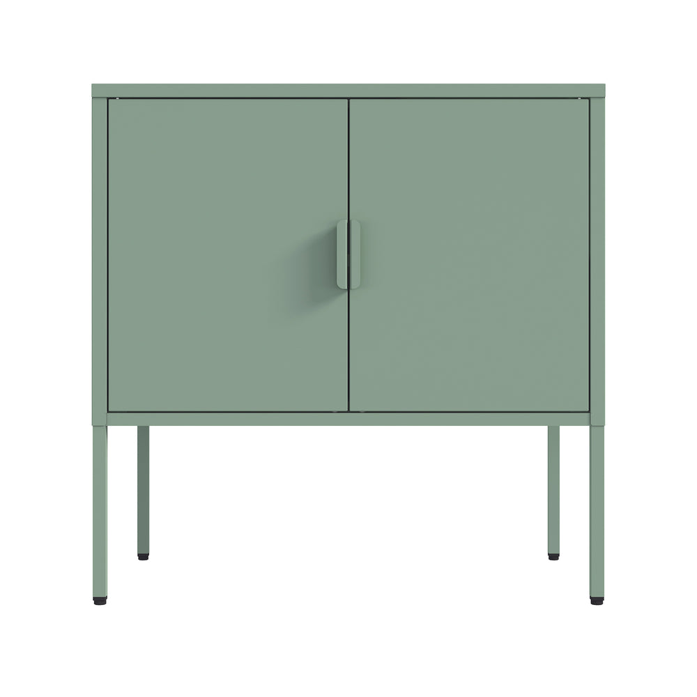English Elm Ava Steel Accent Cabinet 24" — Contemporary Metal Storage with Adjustable Shelf, Slim Minimalist Design Sage Green B365P397880