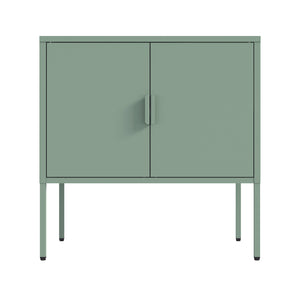 English Elm Ava Steel Accent Cabinet 24" — Contemporary Metal Storage with Adjustable Shelf, Slim Minimalist Design Sage Green B365P397880
