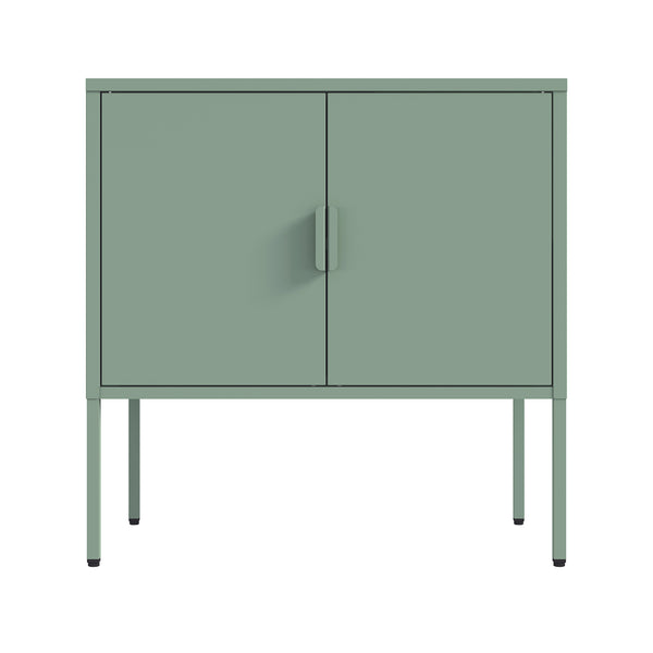 English Elm Ava Steel Accent Cabinet 24" — Contemporary Metal Storage with Adjustable Shelf, Slim Minimalist Design Sage Green B365P397880