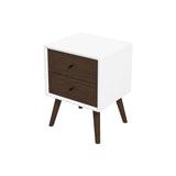 English Elm Ashcroft Furniture - Caroline Mid Century Modern Style White Night Stand 2-Drawer