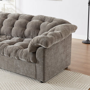 English Elm 99.2" Chenille Modern Deep Seat Sofa with Cloud-Like Cushioning, Zippered Arm Pads & Solid Wood Frame Grey W1193S00150