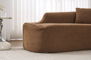 English Elm Ly-048 Sculpted Chenille Chaise Lounge Convertible Sleeper Sofa for Modern Living Spaces Caramel W2231P401723