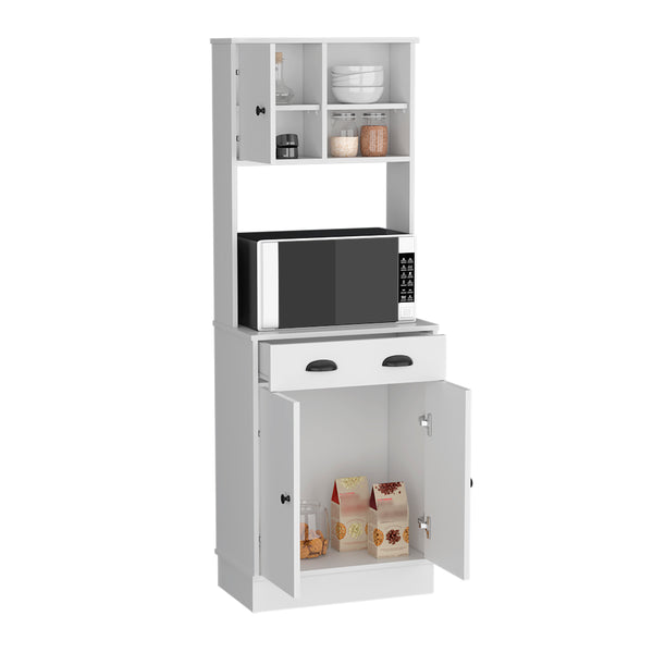 English Elm Albany Multicolor Kitchen Pantry with 3 Doors, Drawer, Adjustable Shelves & Microwave Top Surface B070P188856