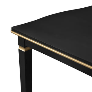 English Elm 6-Piece Kitchen Dining Set with 60" Rectangular Table, Tufted High-Back Chairs & Bench, Durable Wood Black N752S001080B