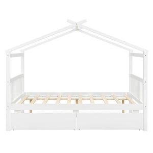 English Elm Twin House Bed Solid Pine Kids Cottage Frame with Storage Drawers Imaginative Room N708P309247K