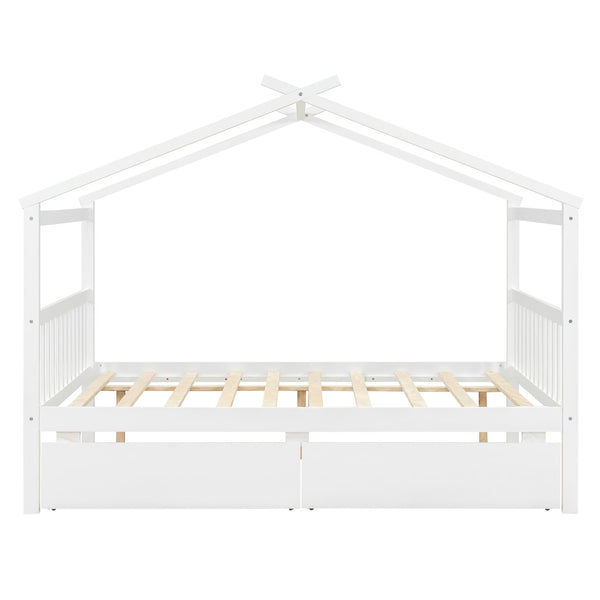 English Elm Twin House Bed Solid Pine Kids Cottage Frame with Storage Drawers Imaginative Room N708P309247K