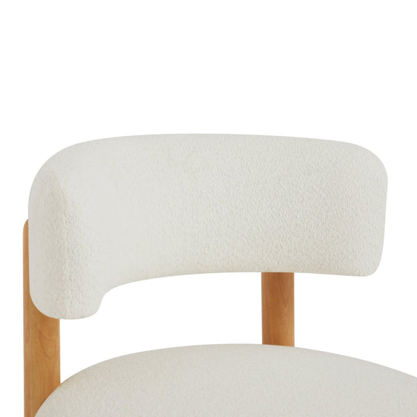 English Elm Modern Boucle Upholstered Armless Accent Chair Set with Thatched Wood Base for Living Room Beige N760S0000036A