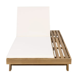 English Elm Lounge Chaise Outdoor Acacia Wood Slatted Frame with Water Resistant Cushion Resort Style Cream,Light Brown N770P442L18C