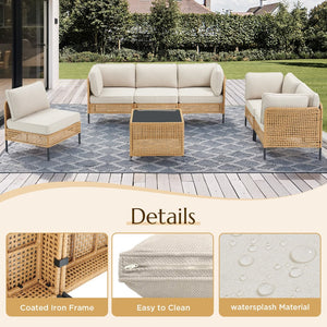 English Elm Outdoor Wicker Swivel Glider Chair Set Patio Rocker with Plush T Back Cushions T3773P419998