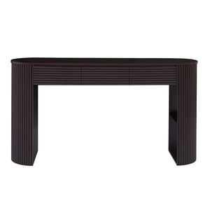English Elm [video] Retro Fluted Console Table with 3 Drawers Open Niche Mid-century Entryway Espresso N759P283616D