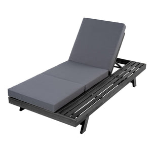 English Elm Lounge Chaise Outdoor Acacia Wood Slatted Frame with Water Resistant Cushion Resort Style Black,Dark Grey N770P442B26G